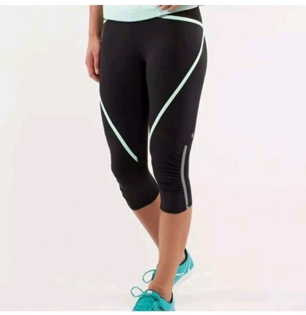 Lululemon Run Pace Crop Leggings Polka Dot Mint Green,6 A001997